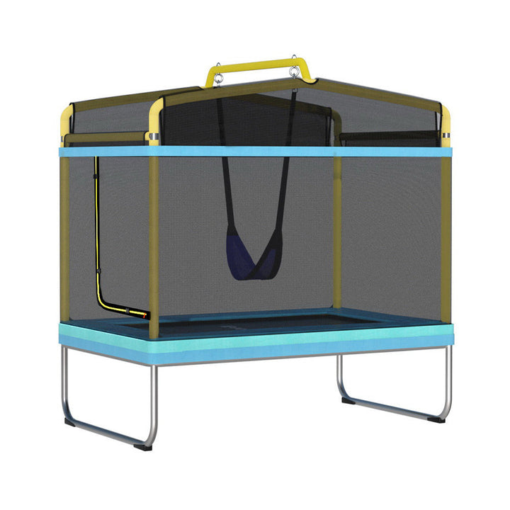 Everfit Trampoline for Kids 6FT with Enclosure Safety Net Swing Rectangle Yellow