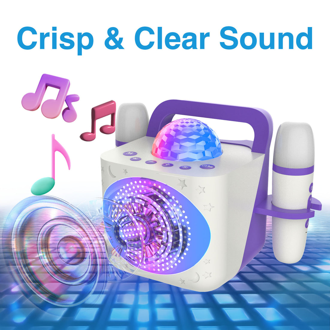 Laser Kids Disco Karaoke with Two Mics White