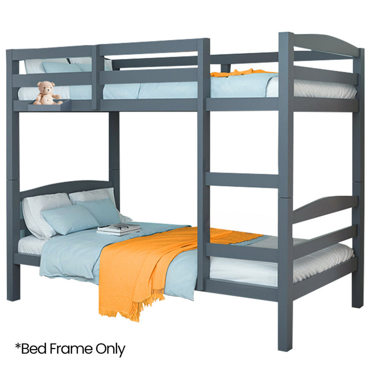 KINGSTON SLUMBER Single Bunk Bed Frame, Solid Pine 2-in-1 Modular Design, Converts to 2 Single Beds For Kids, Grey