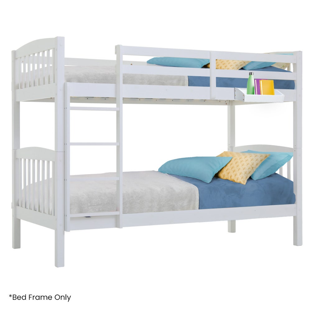KINGSTON SLUMBER Single Bunk Bed Frame, Solid Pine 2-in-1 Modular Design, Converts to 2 Single Beds For Kids, White