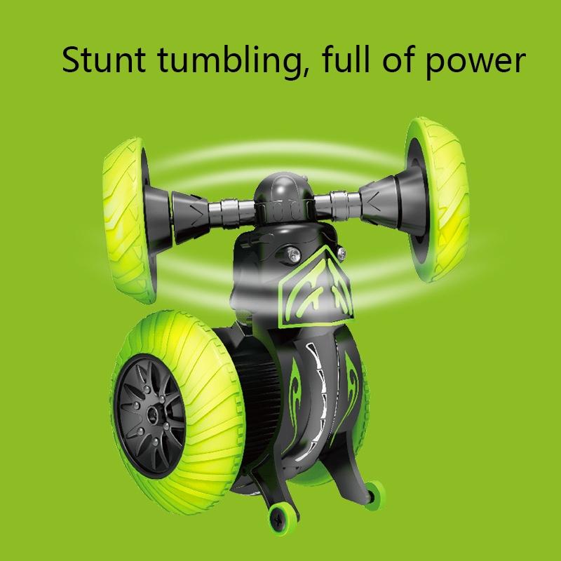 360-degree Rotating Remote Control Car with Telescopic Tipping Bucket for Fancy Drifting and Climbing - Black / Green