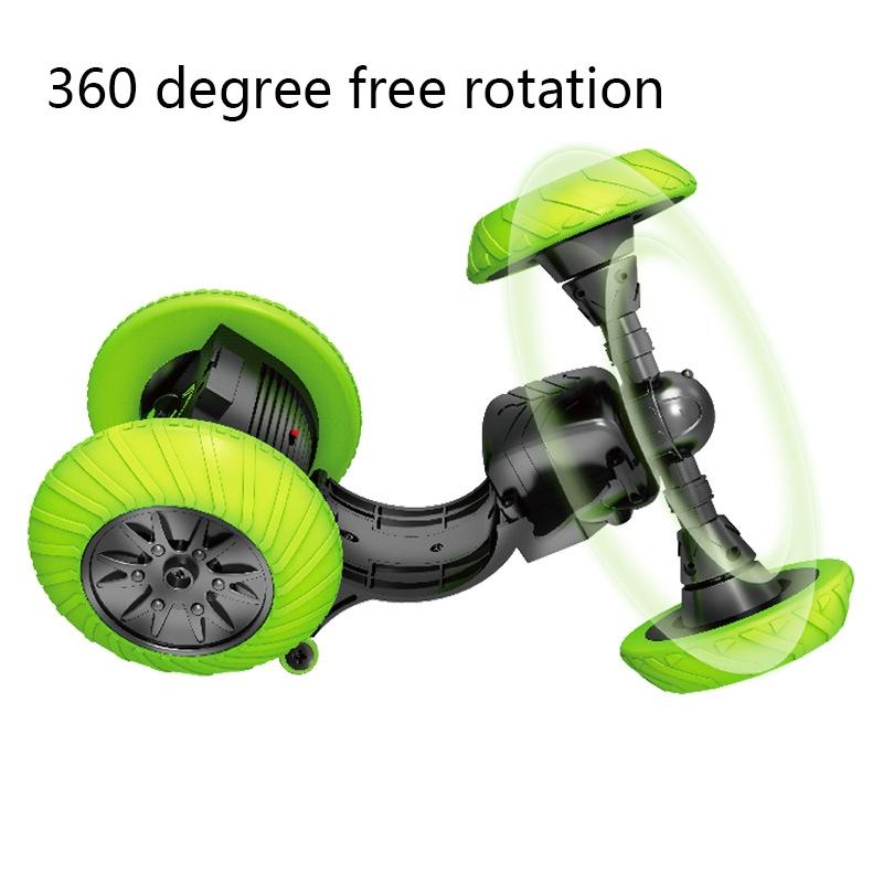 360-degree Rotating Remote Control Car with Telescopic Tipping Bucket for Fancy Drifting and Climbing - Black / Green