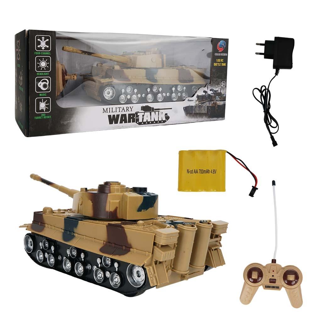 1 32 Four-way Rc Tank with Remote Control - Green