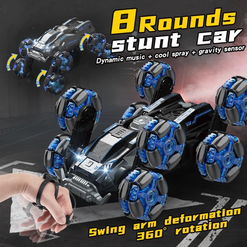 Stunt Drift Remote Control Car - Dual Control Eight Wheels - Green