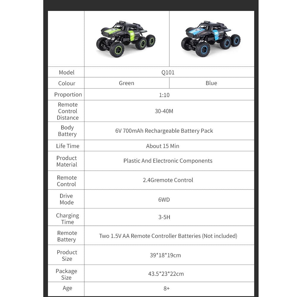 6-drive 2.4g Rc Off-road Car - Remote Control Vehicle - Green