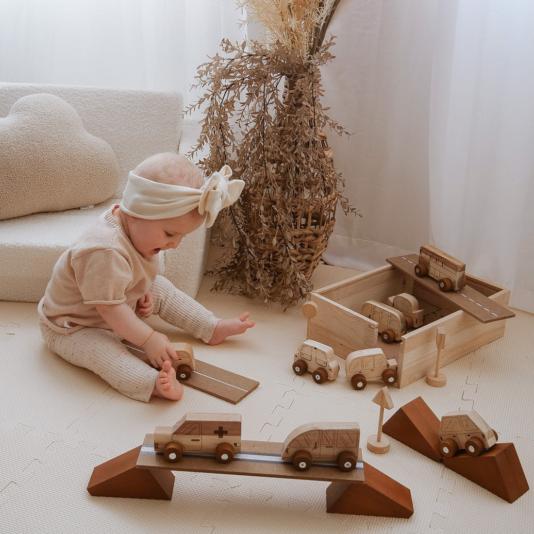 All-in-One Wooden Car Play Set