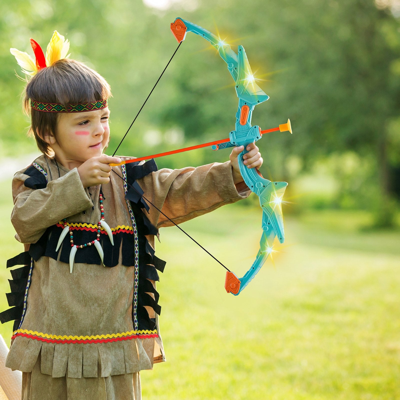 VEVOR Kids Bow and Arrow Set LED Light Up Outdoor Archery Kit Children 10 Arrows
