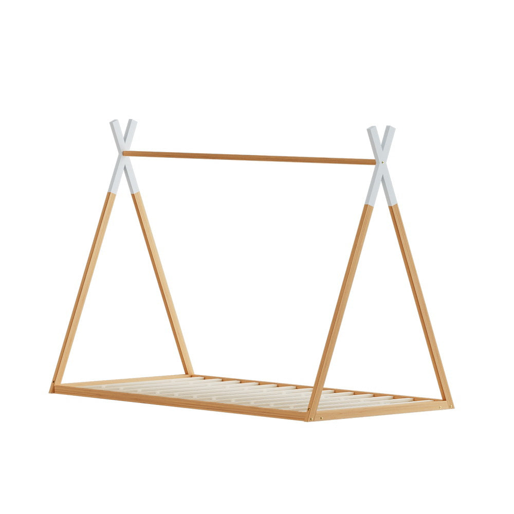 Artiss Teepee Wooden Kids Single Bed Frame Oak ENID